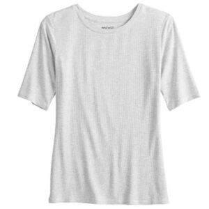 NWT Women's Nine West Ribbed Fitted Elbow-Sleeve Tee